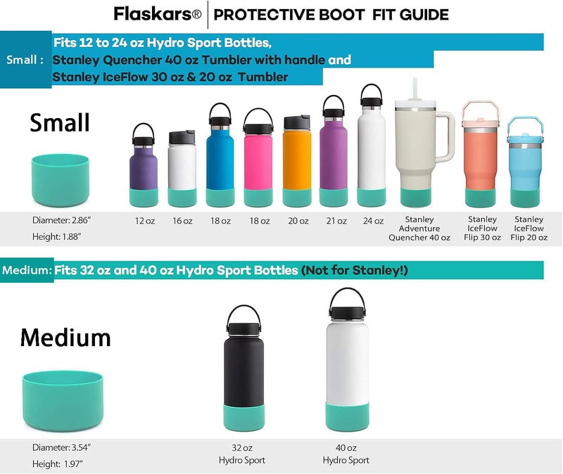 Flaskars Protective Silicone Boot for 12 oz - 40oz Hydroflask Water Bottles Anti-Slip Bottom Stanley Sleeve Cover Bumper (Medium, Mint) - Image 3